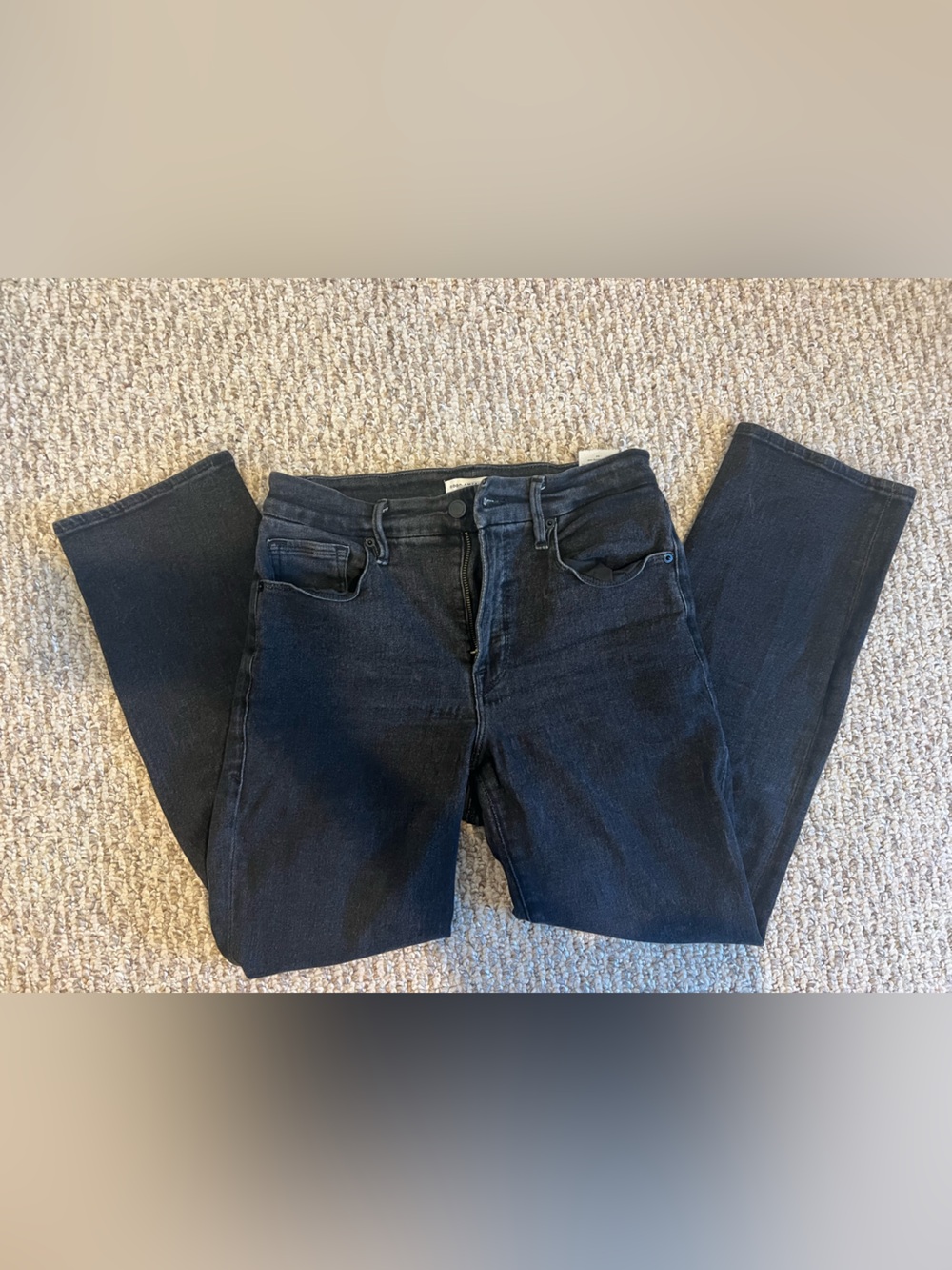 Good American Black Straight Leg Jeans
